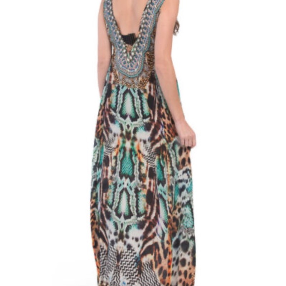 True Colors La Mode Luxury Hand Embellished Crystal Jungle Fever Silk DressL/XL - Picture 2 of 4